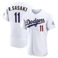Los Angeles Dodgers #11 Roki Sasaki White Puhics 2026 Gold Collection Authentic Jersey