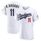 Los Angeles Dodgers #11 Roki Sasaki White Puhics 2026 Gold Collection Authentic Jersey