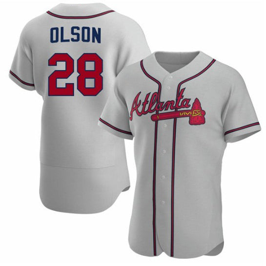 Atlanta Braves #28 Matt Olson Gray Puhics Flex Base Stitched Jersey