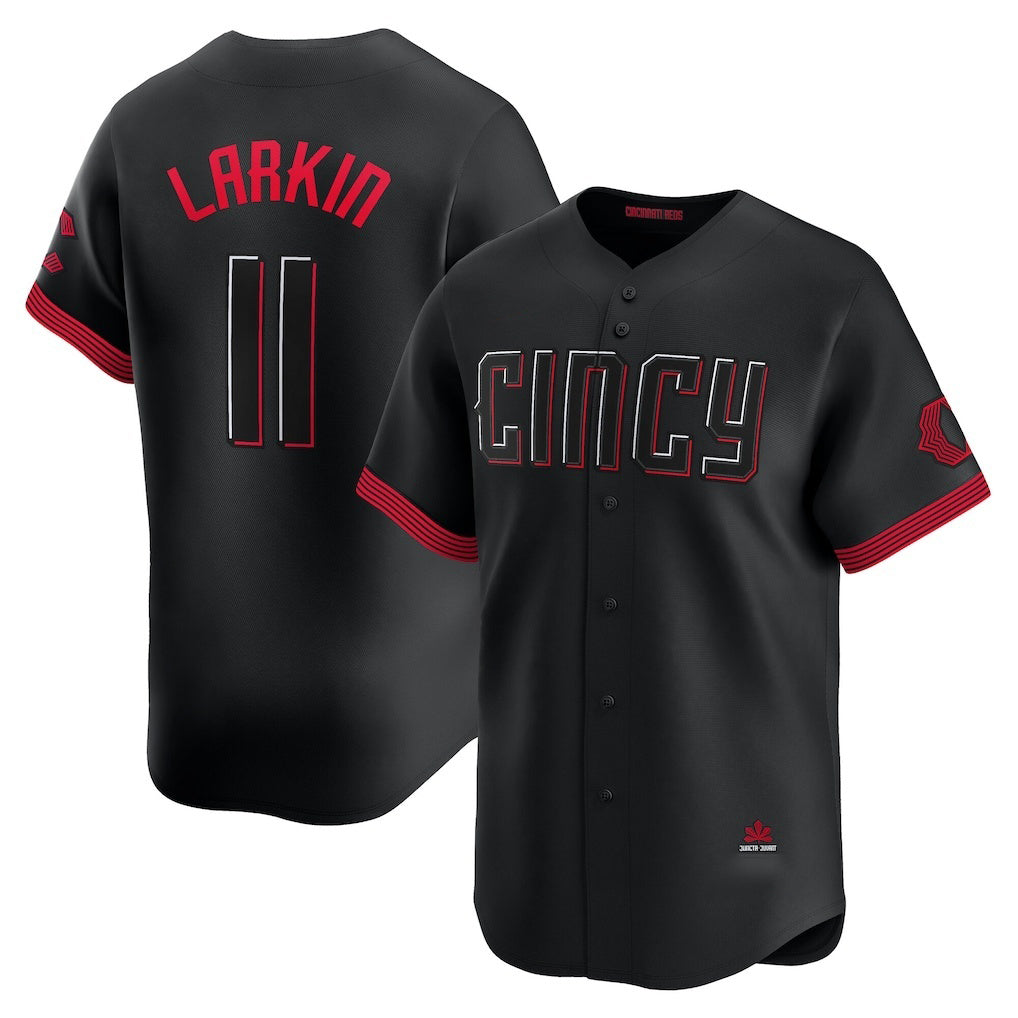 Cincinnati Reds #11 Barry Larkin Black Puhics City Connect Limited Player Jersey