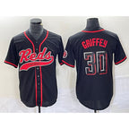 Cincinnati Reds #30 Ken Griffey Jr Black Puhics 2023 City Connect Cool Base Stitched Jersey