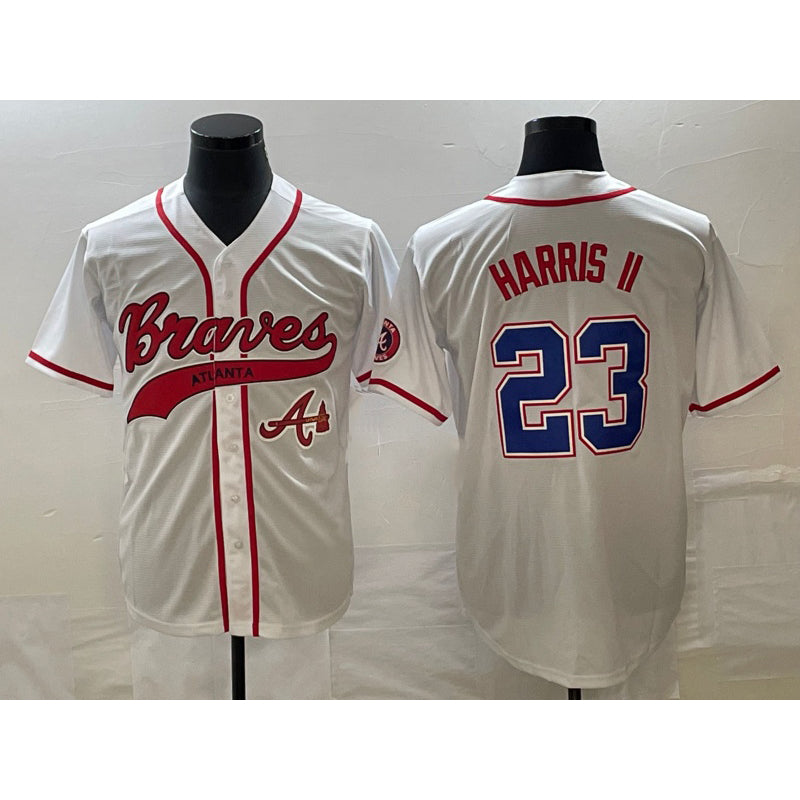 Atlanta Braves #23 Michael Harris II White Puhics Cool Base With Patch Stitched Jersey
