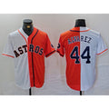 Houston Astros #44 Yordan Alvarez White Orange Puhics Split Stitched Jersey