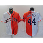 Houston Astros #44 Yordan Alvarez White Orange Puhics Split Stitched Jersey