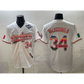Los Angeles Dodgers #34 Fernando Valenzuela White Puhics Mexico California Patch 2025 World Series Patch Stitched Jersey