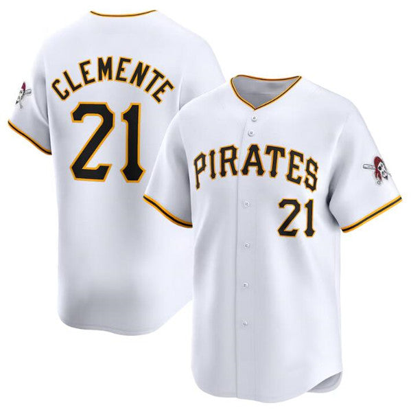 Pittsburgh Pirates #21 Roberto Clemente White Puhics Home Limited Stitched Jersey
