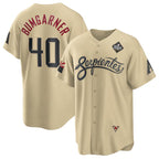 Arizona Diamondbacks #40 Madison Bumgarner Gold Puhics 2023 World Series City Connect Cool Base Stitched Jersey