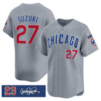 Chicago Cubs #27 Seiya Suzuki Gray Puhics 'Ryne Sandberg Tribute' Vapor Limited V3 Stitched Jersey