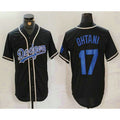 Los Angeles Dodgers #17 Shohei Ohtani Black Puhics Cool Base With Patch Stitched Jersey