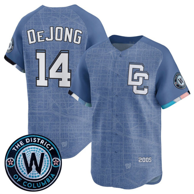 Washington Nationals #14 Paul DeJong Blue Puhics 2025 City Connect Limited Stitched Jersey