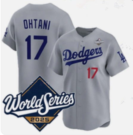 Los Angeles Dodgers #17 Shohei Ohtani Gray Puhics 2025 World Series Limited Stitched Jersey