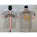 Houston Astros #44 Yordan Alvarez 2023 White Gold Puhics World Serise Champions Patch Flex Base Stitched Jersey