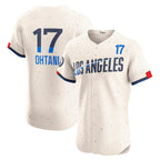 Los Angeles Dodgers #17 Shohei Ohtani Cream Puhics City Connect Elite Jersey