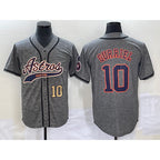 Houston Astros #10 Yuli Gurriel Number Grey Puhics Gridiron Cool Base Stitched Jersey