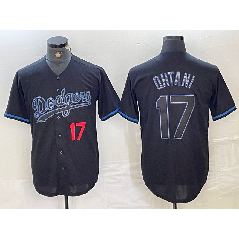 Los Angeles Dodgers #17 Shohei Ohtani Number Lights Out Black Puhics Fashion Stitched Cool Base Jersey