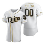 Custom Minnesota Twins White Puhics Stitched Flex Base Golden Edition Jersey