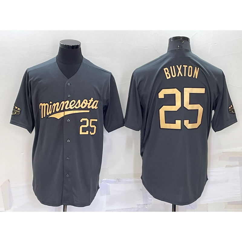 Minnesota Twins #25 Byron Buxton Number Grey Puhics 2022 All Star Stitched Cool Base Jersey