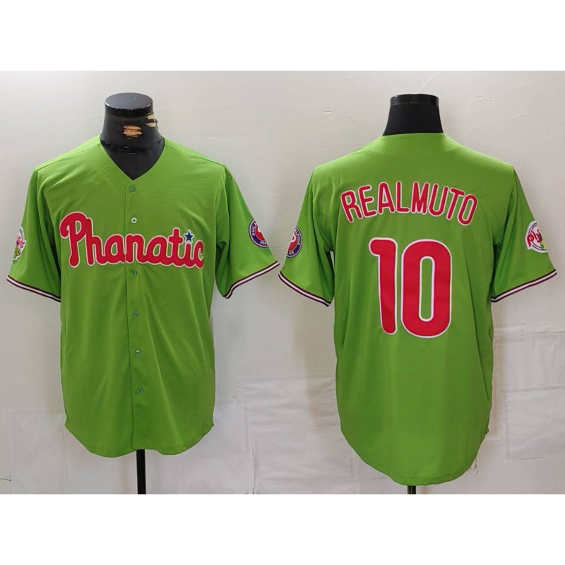 Philadelphia Phillies #10 JT Realmuto Green Puhics With Patch Stitched Cool Base Jersey
