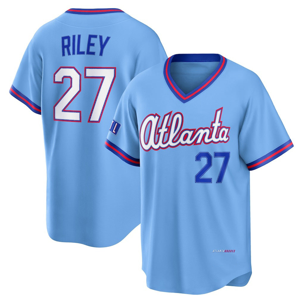 Atlanta Braves #27 Austin Riley Powder Blue Puhics 2026 City Connect Stadium Jersey
