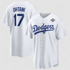 Los Angeles Dodgers #17 Shohei Ohtani White Puhics 2025 World Series Home Cool Base Stitched Jersey