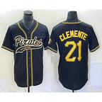 Pittsburgh Pirates #21 Roberto Clemente Black Puhics Cool Base Stitched Jersey