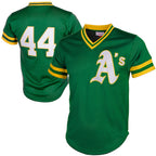Oakland Athletics #44 Reggie Jackson Mitchell & Ness Green Puhics Authentic Batting Practice Jersey