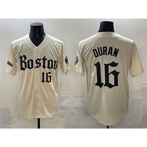 Boston Red Sox #16 Jarren Duran Cream Puhics Gothic Vapor Limited Stitched Jersey