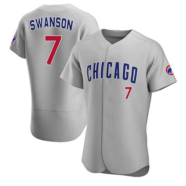 Chicago Cubs #7 Dansby Swanson Gray Puhics Flex Base Stitched Jersey