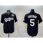 Los Angeles Dodgers #5 Freddie Freeman Black Puhics 2024 World Series Cool Base Stitched Jersey 2