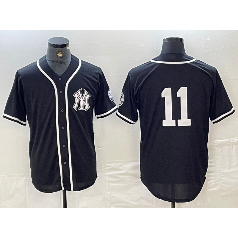 New York Yankees #11 Anthony Volpe No Name Black White Puhics Cool Base Stitched Jersey