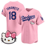 Los Angeles Dodgers #18 Yoshinobu Yamamoto Pink Puhics 2025 Hello Kitty Vapor Limited Stitched Jersey