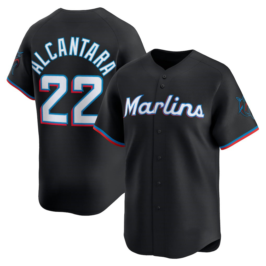 Miami Marlins #22 Sandy Alcantara Black Puhics Alternate Limited Player Jersey