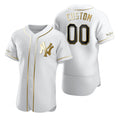 Custom New York Yankees White Puhics Stitched Flex Base Golden Edition Jersey