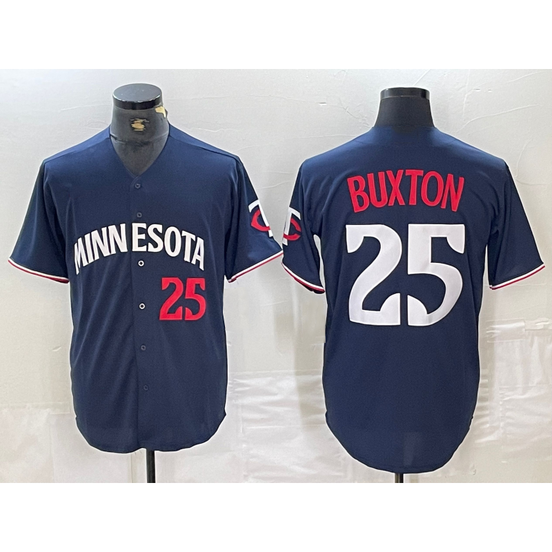 Minnesota Twins #25 Byron Buxton Number 2023 Navy Blue Puhics Cool Base Stitched Jersey 2