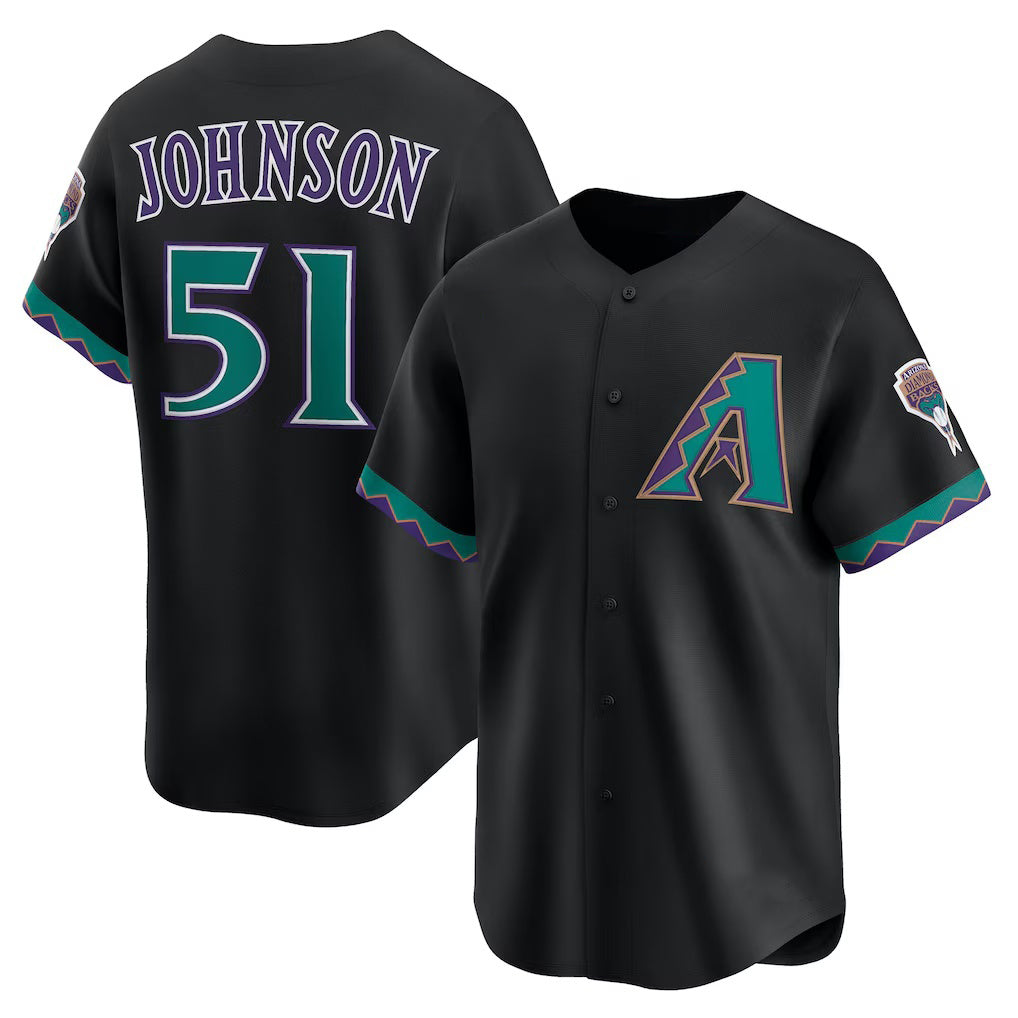 Arizona Diamondbacks #51 Randy Johnson Black Puhics Throwback Cooperstown Collection Limited Jersey