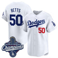 Los Angeles Dodgers #50 Mookie Betts White Puhics 2025 Champions Stitched Jersey