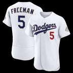 Los Angeles Dodgers #5 Freddie Freeman White Puhics 2026 Gold Collection Authentic Jersey