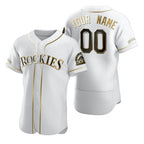 Custom Colorado Rockies White Puhics Stitched Flex Base Golden Edition Jersey