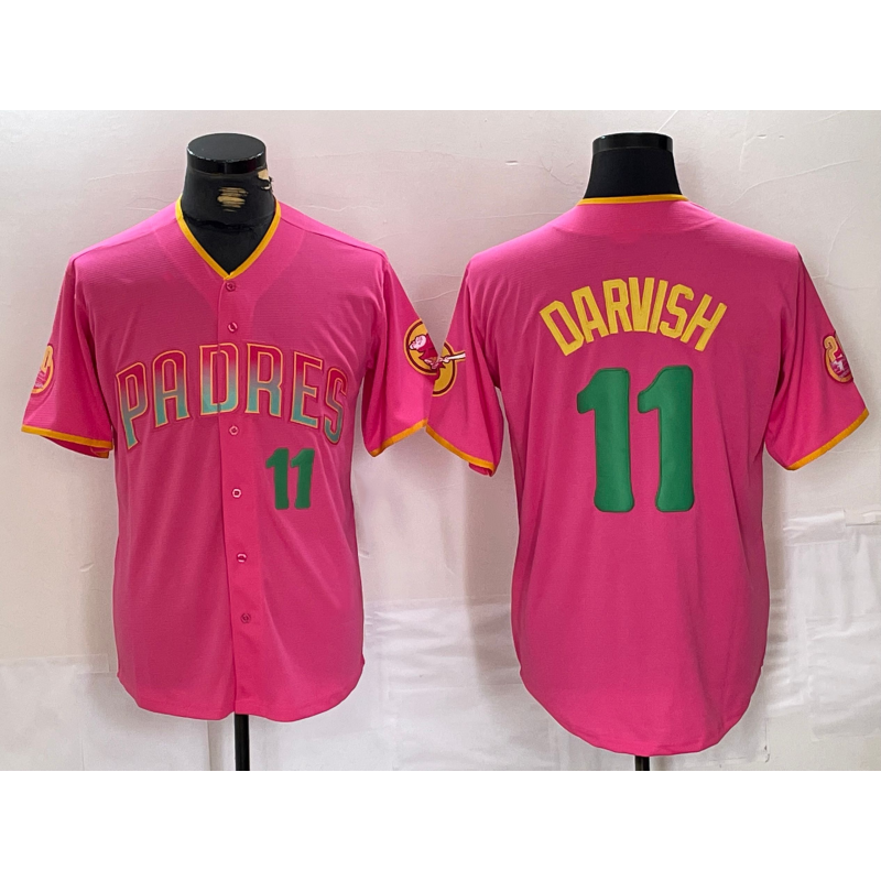 San Diego Padres #11 Yu Darvish Pink Puhics Player Number Fashion Jersey