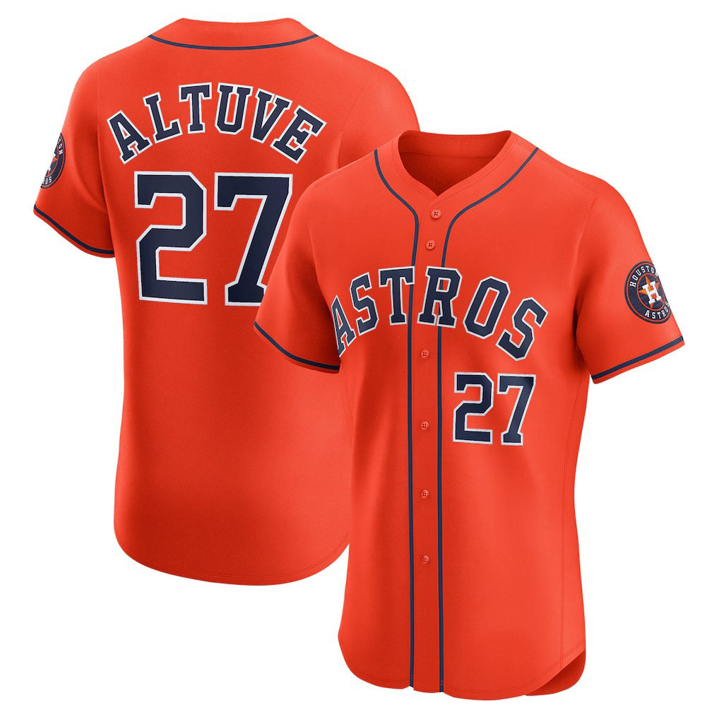 Houston Astros #27 Jose Altuve Orange Puhics Alternate Elite Player Jersey
