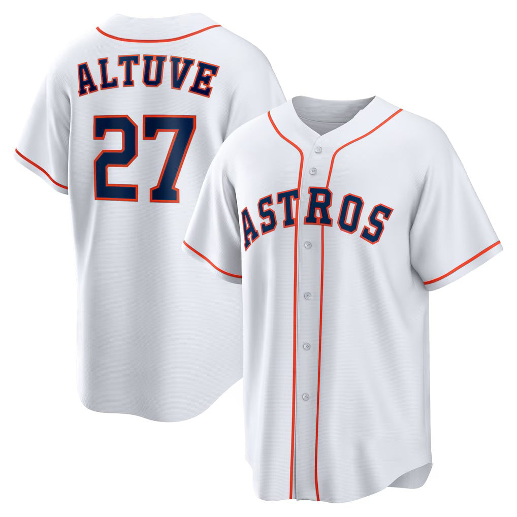 Houston Astros #27 Jose Altuve White Puhics Home Replica Player Name Jersey