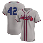 Atlanta Braves #42 Jackie Robinson Gray Puhics Flex Base Stitched Jersey