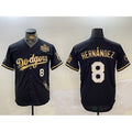 Los Angeles Dodgers #8 Enrique Hern¨¢ndez Black Gold Puhics 2024 World Series With Vin & California Patch Vapor Premier Limited Stitched Jersey