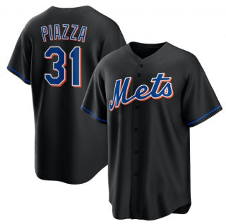 New York Mets #31 Mike Piazza Black Puhics 2022 Cool Base Stitched Jersey