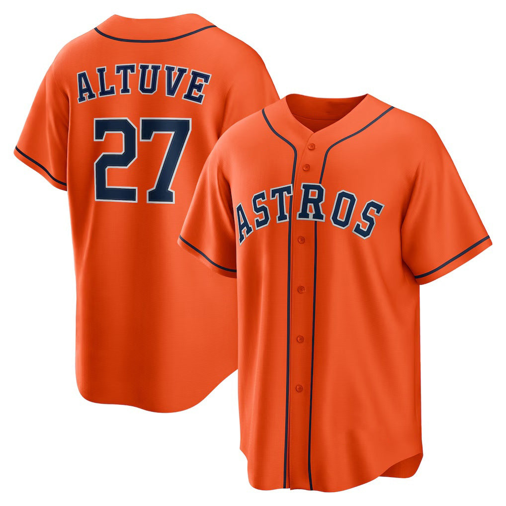 Houston Astros #27 Jose Altuve Orange Puhics Alternate Replica Player Name Jersey
