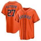 Houston Astros #27 Jose Altuve Orange Puhics Alternate Replica Player Name Jersey