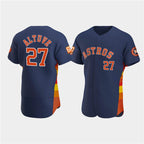Houston Astros #27 Jose Altuve Navy Puhics 60th Anniversary Flex Base Stitched Jersey