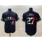 Houston Astros #27 Jose Altuve Black Puhics Mexico With World Serise Champions Patch Cool Base Stitched Jersey 2
