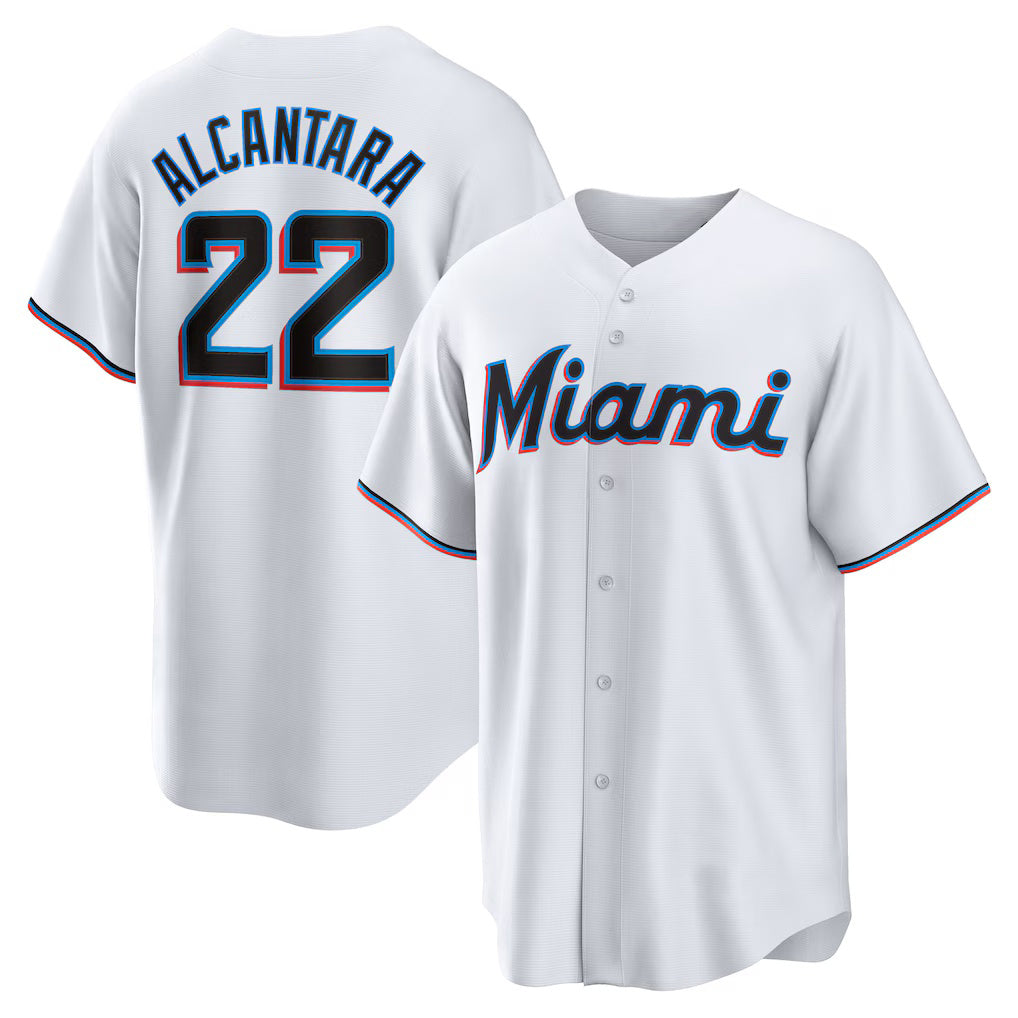 Miami Marlins #22 Sandy Alcantara White Puhics Replica Player Jersey