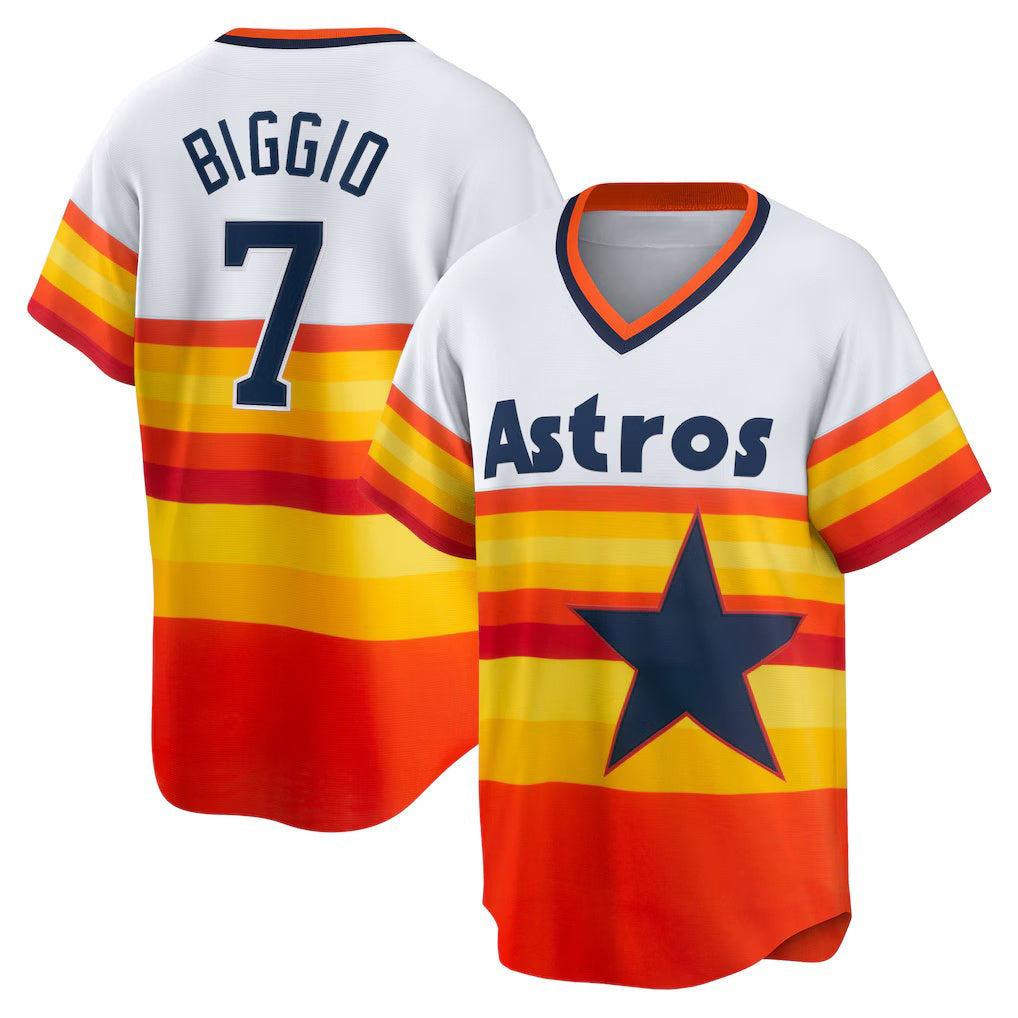 Houston Astros #7 Craig Biggio White Puhics Home Cooperstown Collection Player Jersey